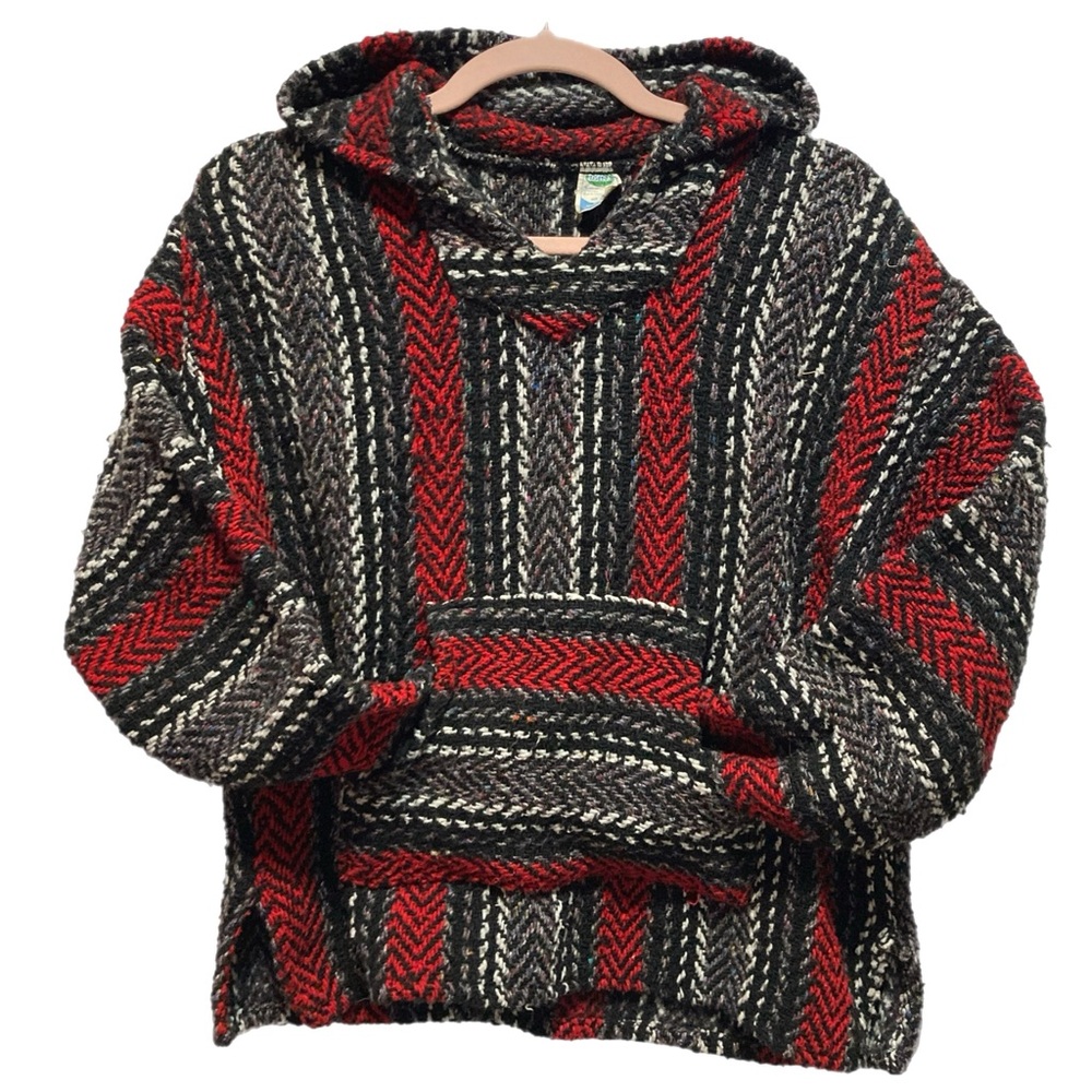 Vintage EMISA baja jacket hoodie blanket pullover, S, Made in Mexico BU0101
